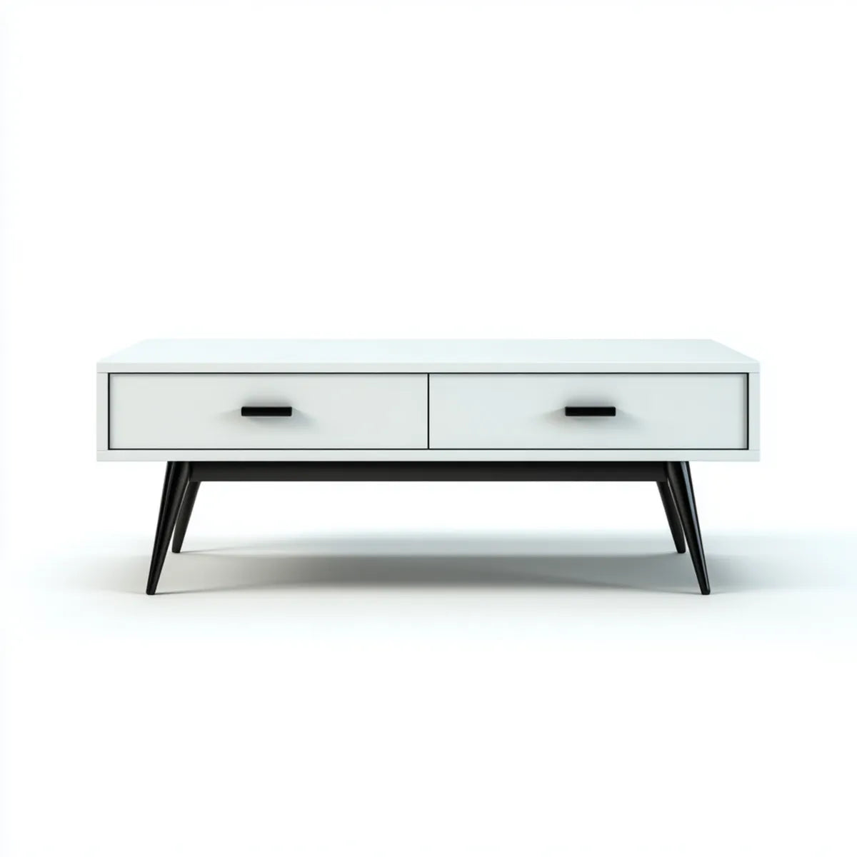 Stolik kawowy, Stół do kawy z 2 szufladami czarno-białymi 100 x 50 x 45 cm MDF i prostokątną stalą