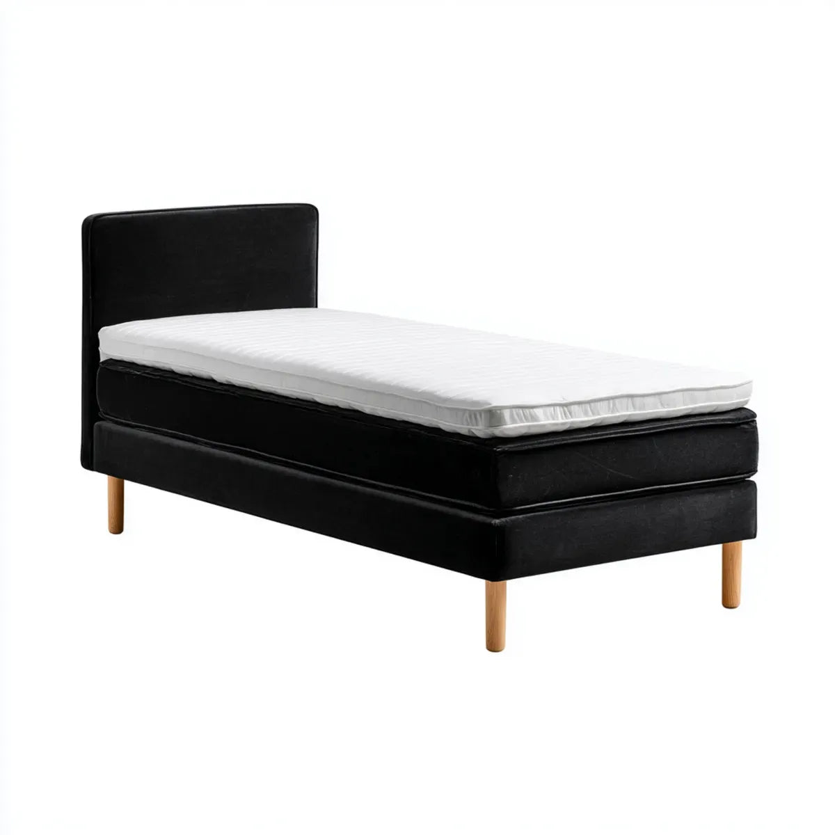Łóżko pojedyncze, Box Spring łóżko pojedyncze czarne 90 x 200 cm poliester aksamit