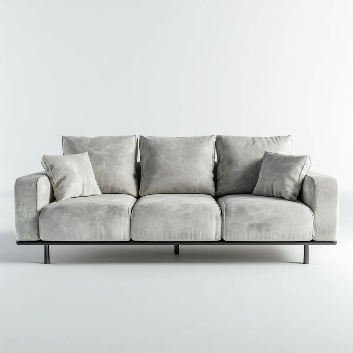 sofa 3-osobowa szara 225 x 95 x 85 cm poliestrowy aksamit prosty