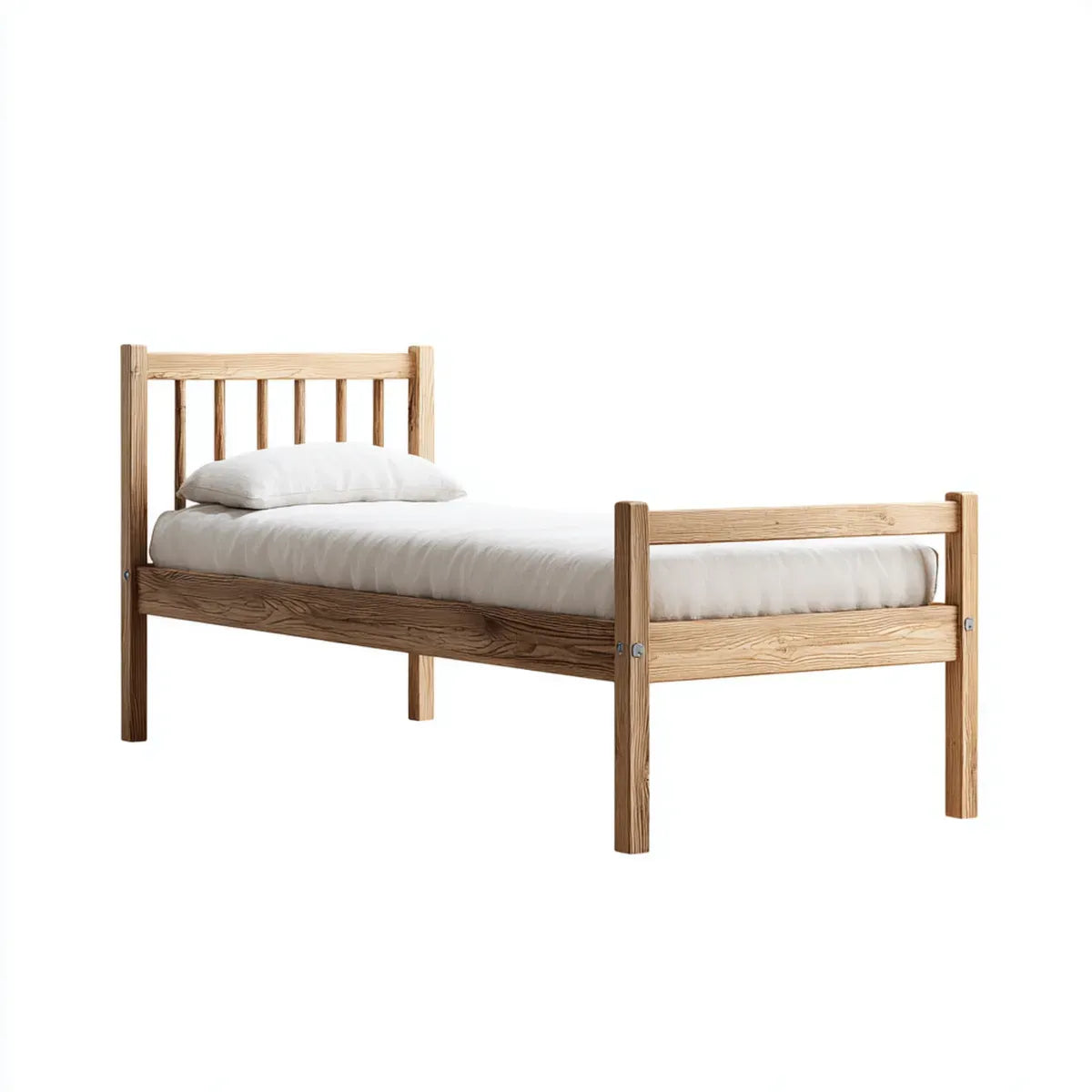 Łóżko pojedyncze rama naturalna 90 x 200 cm lite drewno dęb prostokątny