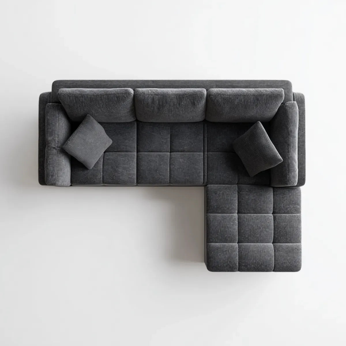 Sofa, Kanapa narożna z kontramierią antracytową 280 x 160 x 85 cm poliestrowy sznurek kształt litery L