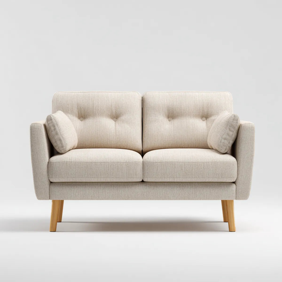 Sofa, 2-fotelowa kanapa beżowa 150 x 85 x 85 cm tapicerka poliestrowa prostokątna
