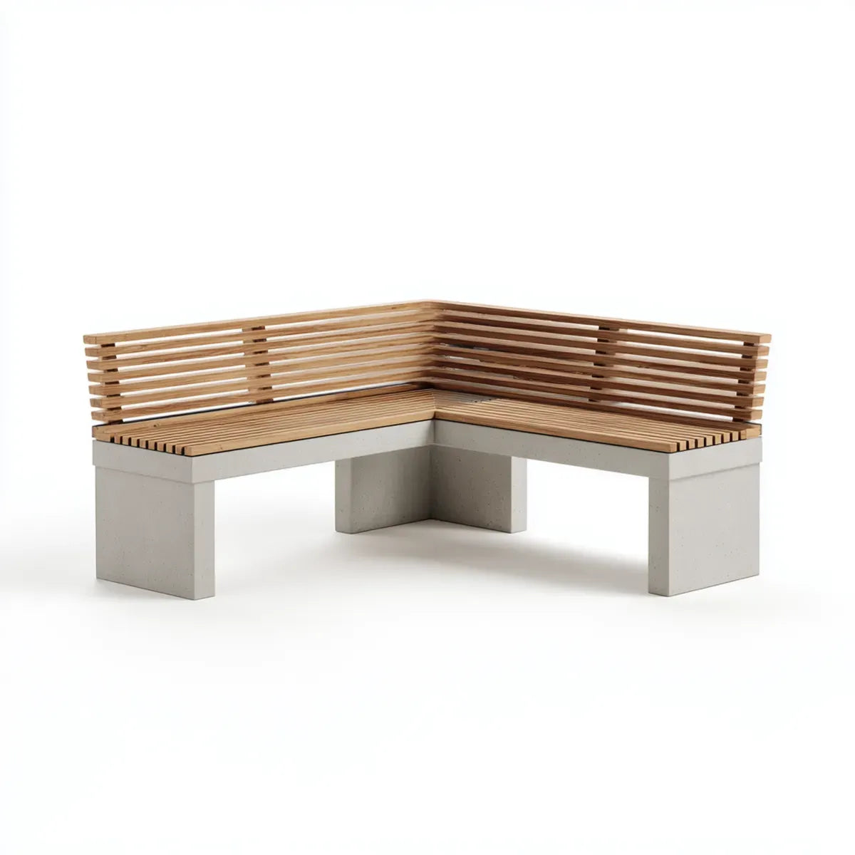 Ławka narożna Ławka ogrodowa Naturalna szary 200 x 200 x 85 cm Betonowy teak w kształcie litery L