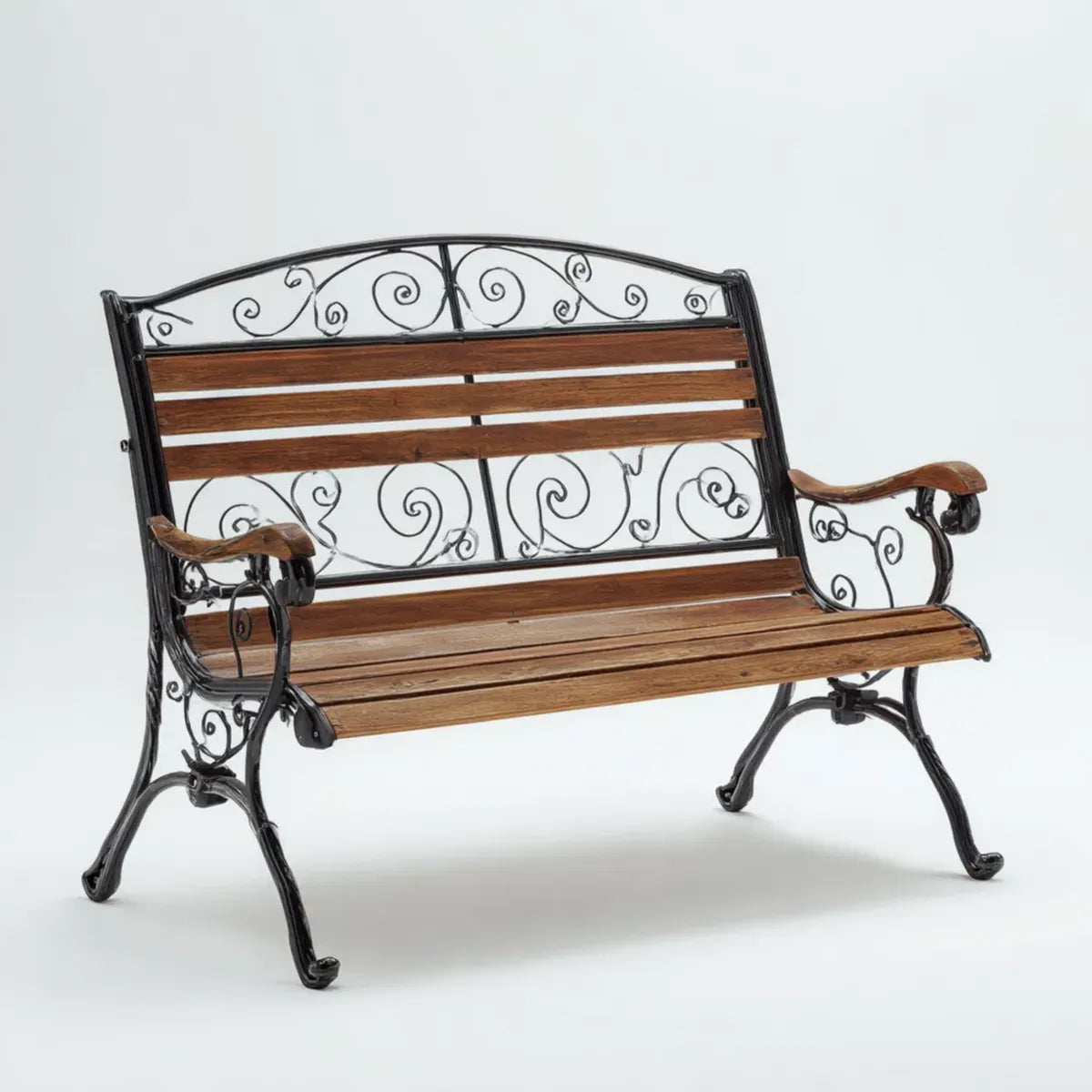 Ławka ogrodowa czarny Brązowy 125 x 58 x 95 cm lite drewno z podłokietnikami