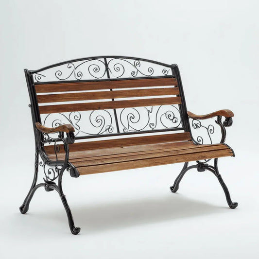Ławka ogrodowa czarny Brązowy 125 x 58 x 95 cm lite drewno z podłokietnikami