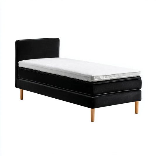 Łóżko pojedyncze, Box Spring łóżko pojedyncze czarne 90 x 200 cm poliester aksamit