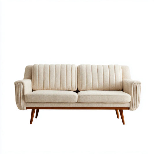 sofa 2-osobowa krem 160 x 85 x 82 cm poliestrowa sklejka prostokątna