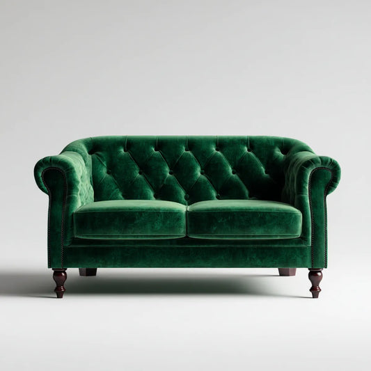 Sofa, 2-osobowa Chesterfield Sofa Zielony 170 x 90 x 80 cm poliestrowy aksamit