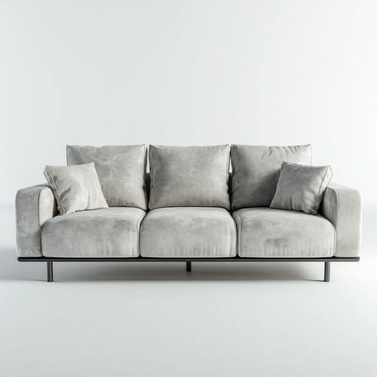 sofa 3-osobowa szara 225 x 95 x 85 cm poliestrowy aksamit prosty