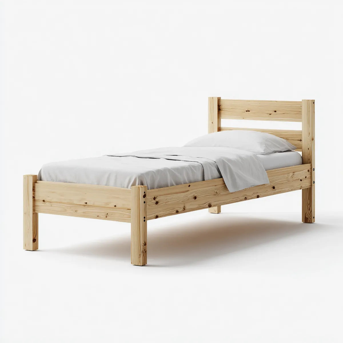 Łóżko pojedyncze rama Przyroda 90 x 200 cm Pine lite drewno prostokątne