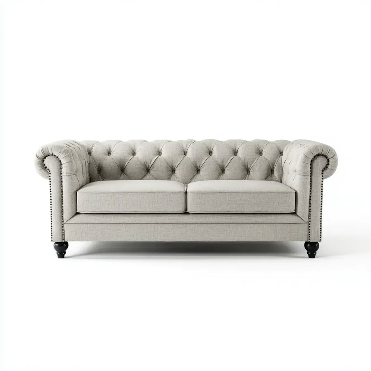 Sofa, 2-osobowa Chesterfield Sofa szary 180 x 90 x 78 cm poliester prostokątna