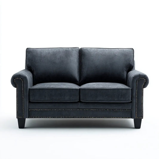 sofa 2-osobowa antracyt 150 x 90 x 90 cm PU- sztuczny prostokątna