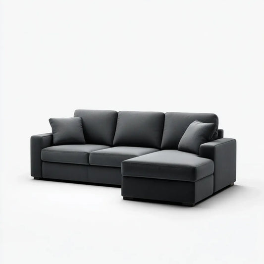 Sofa, Kanapa narożna z prawego antracytu z odwrotnikiem 270 x 165 x 85 cm poliester L-forma