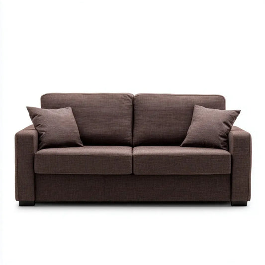 Sofa, 2-fotelowa sofa Brązowy 180 x 90 x 85 cm z tapicerką poliestrową i prostokątnym kształtem