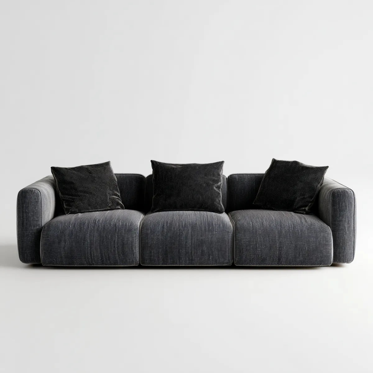 Sofa, 3-fotela Ciemny szary 240 x 100 x 75 cm poliester prostokątna