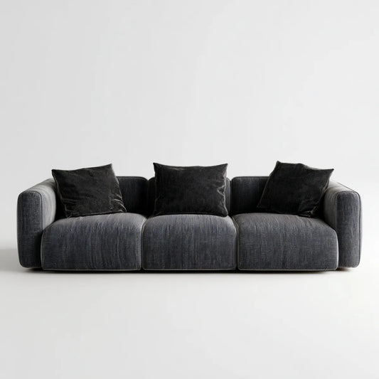 Sofa, 3-fotela Ciemny szary 240 x 100 x 75 cm poliester prostokątna