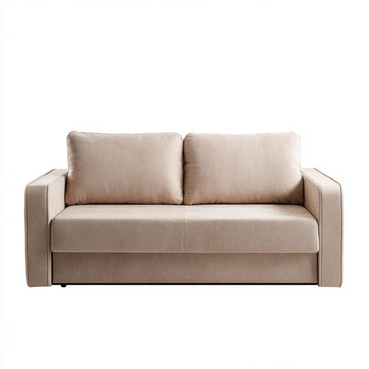 Sofa, 2-osobowa kanapa beżowa 160 x 85 x 85 cm poliestrowy mikrofiber prostokątna