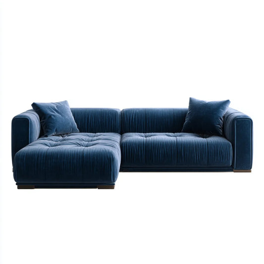 Sofa, Kanapa narożna z ciemnoniebieskim 280 x 160 x 78 cm poliestrowy aksamit w kształcie L