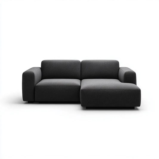Sofa, Kanapa narożna z prawego antracytu z odwrotnikiem 250 x 160 x 85 cm poliester kształt litery L