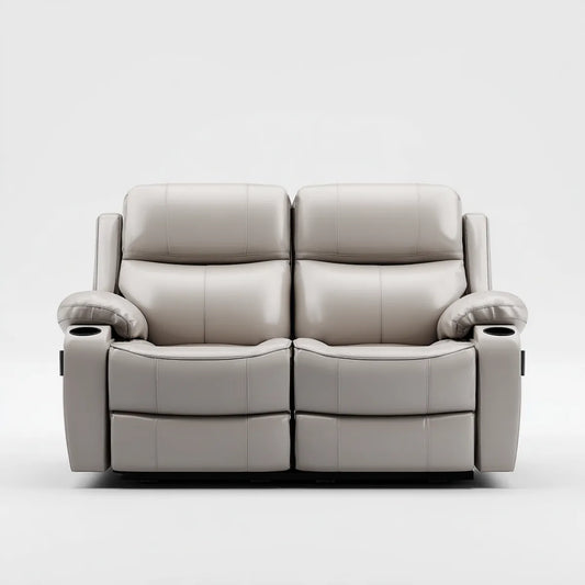 Sofa, 2-fotelik Relax sofa jasnoszary z PU sztucznej skóry prostokątne 170 x 95 x 105 cm