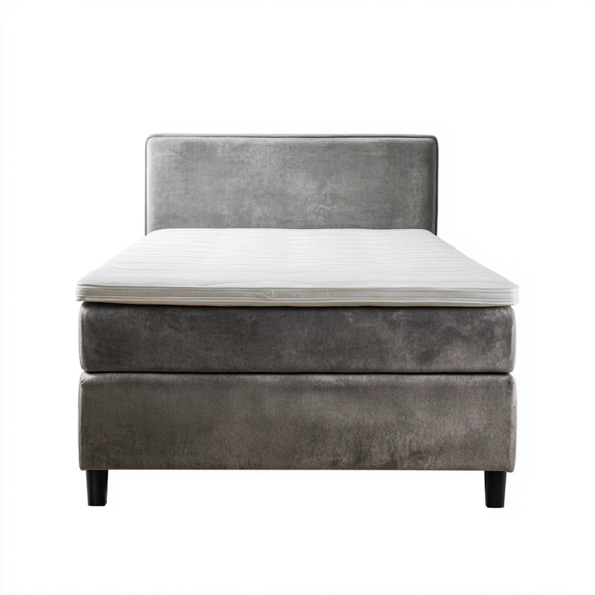 Łóżko pojedyncze, Box Spring bed set szary 120 x 200 cm poliestrowy mikrofiber prostokątny