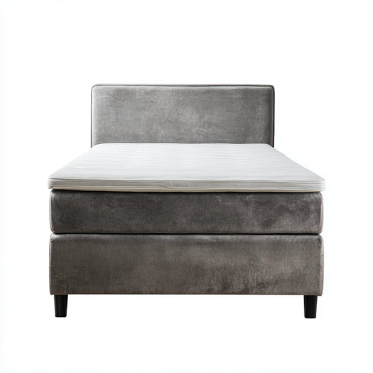 Łóżko pojedyncze, Box Spring bed set szary 120 x 200 cm poliestrowy mikrofiber prostokątny