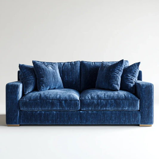 Sofa, 2-kanapa fotela ciemnoniebieski 220 x 100 x 85 cm poliester inclusive prostokątna